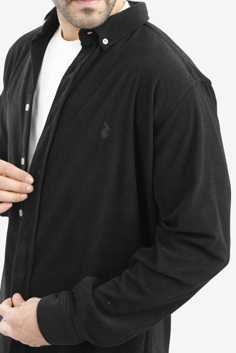 WHITE RABBIT “Slim Fit Black Corduroy Shirt for Men” - Image 3
